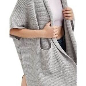 Aerie Heather Gray Ribbed‎ Sweater Cape One Size Oversized